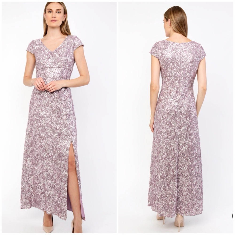 Alex Evenings Floral Maxi Sheath Dress Size 12